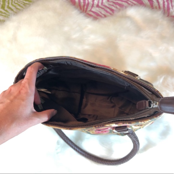 Longaberger Green Floral Braided Strap Handbag - Picture 6 of 7